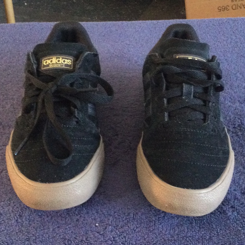 adidas Kids Black Canvas Sneakers with Gum Sole